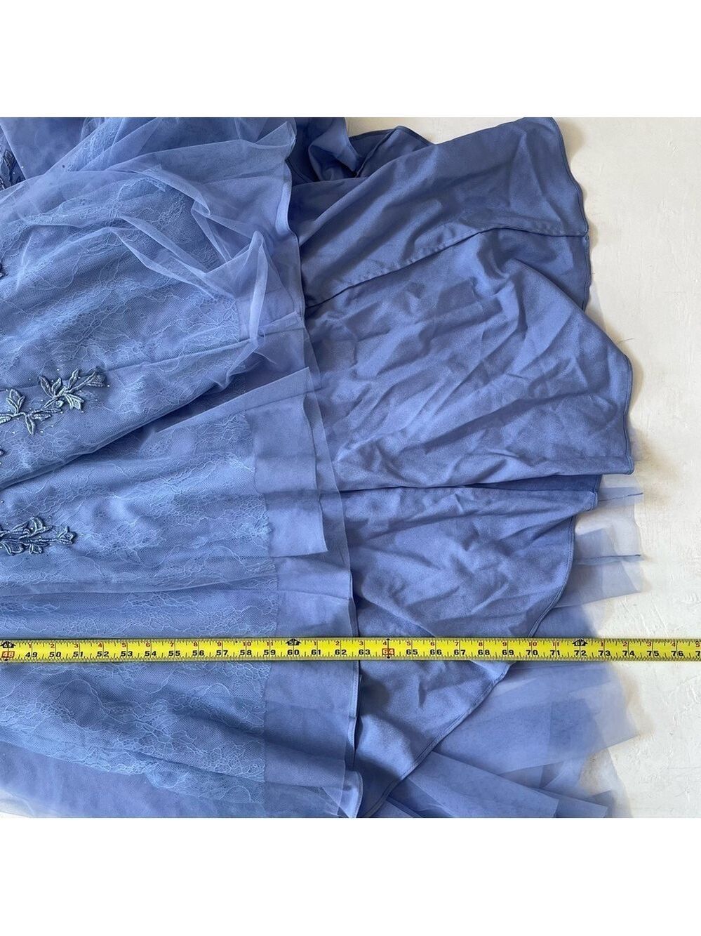 Sherri Hill Blue Lace Evening Gown Mermaid Medium Tail Prom Dress Party Size 6 - Picture 10 of 10